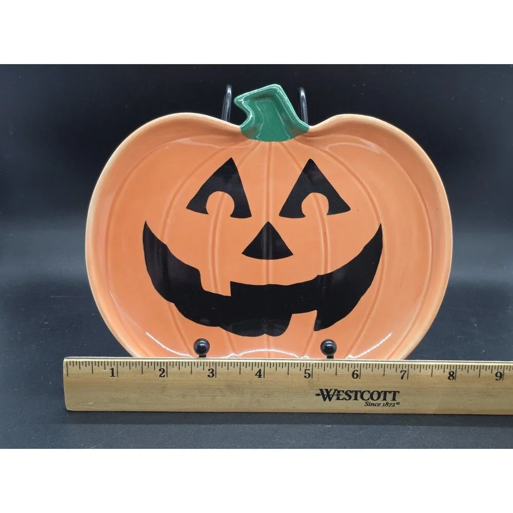 Vtg Dakin Ceramic Halloween Jack O Lantern Pumpkin Trinket Candy Dish  8